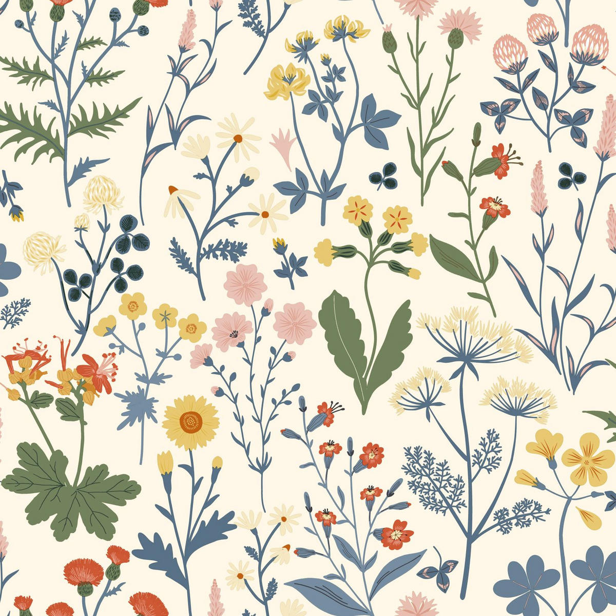 TAPETE Feldblumen 50 x 900 cm - Weiß, Papier (50/900cm) - ESTAhome