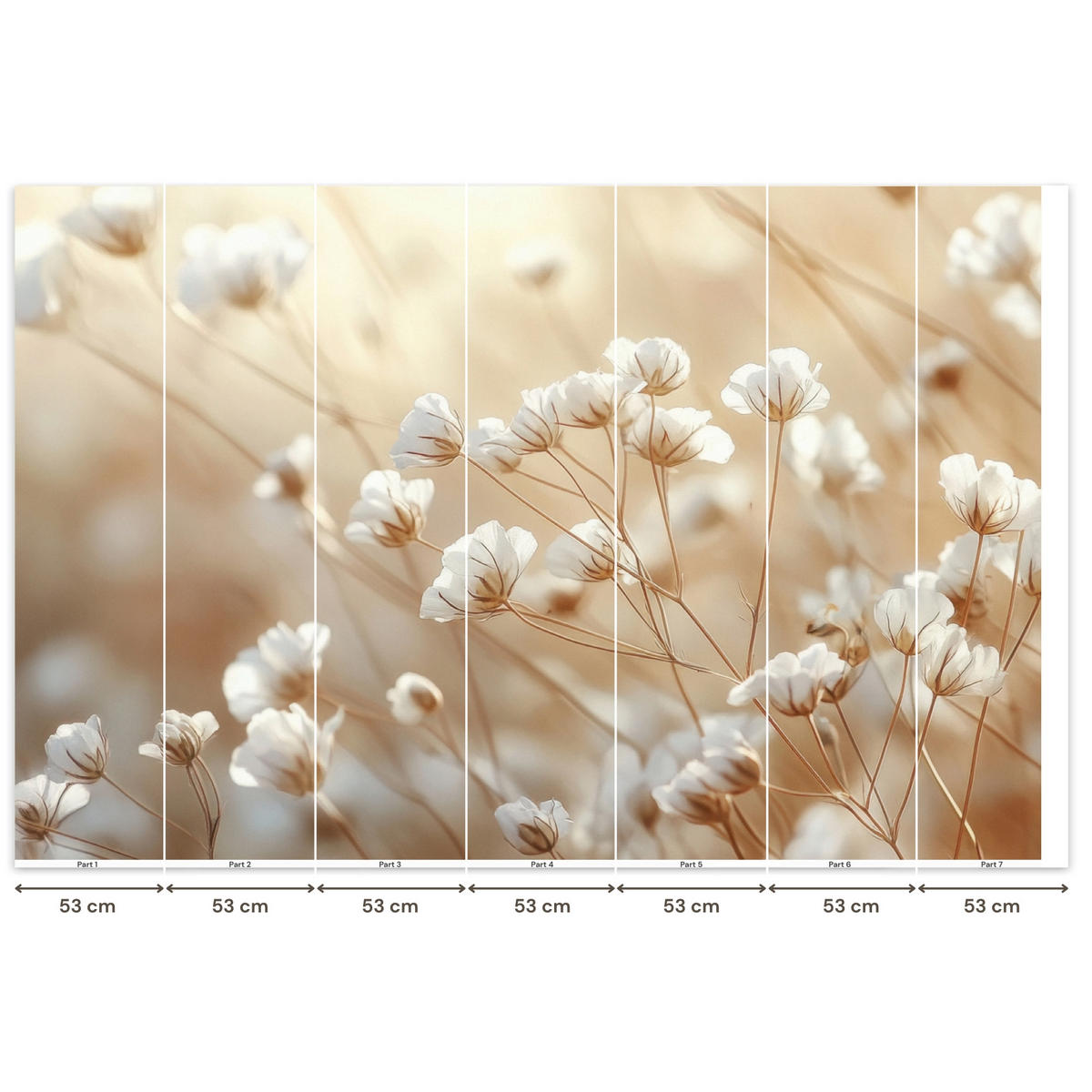 TAPETE - Wild - Blumen - Weiß - 350x240 cm - Creme, Papier (350/240cm) - OnlyWow