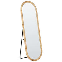 OGLINDĂ PE SUPORT 150 cm ratan culoare naturală Montot - culoare naturală/negru, materiale naturale (50/150/3cm) - Beliani