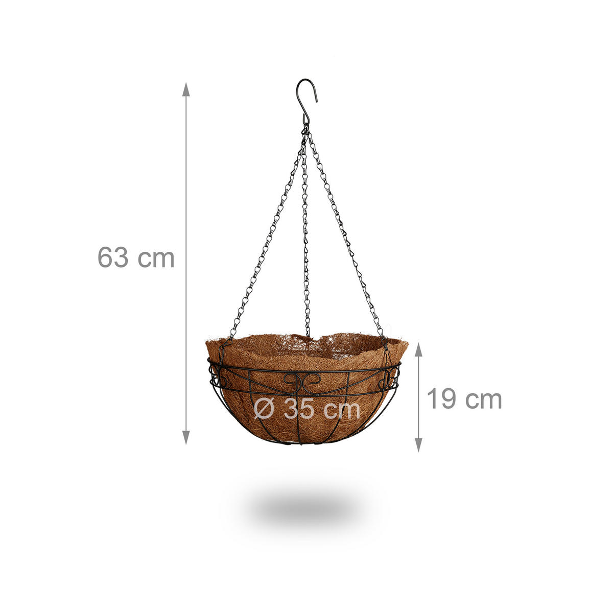 3XBLUMENAMPEL - Braun, Textil/Metall (35/65/35cm) - Relaxdays