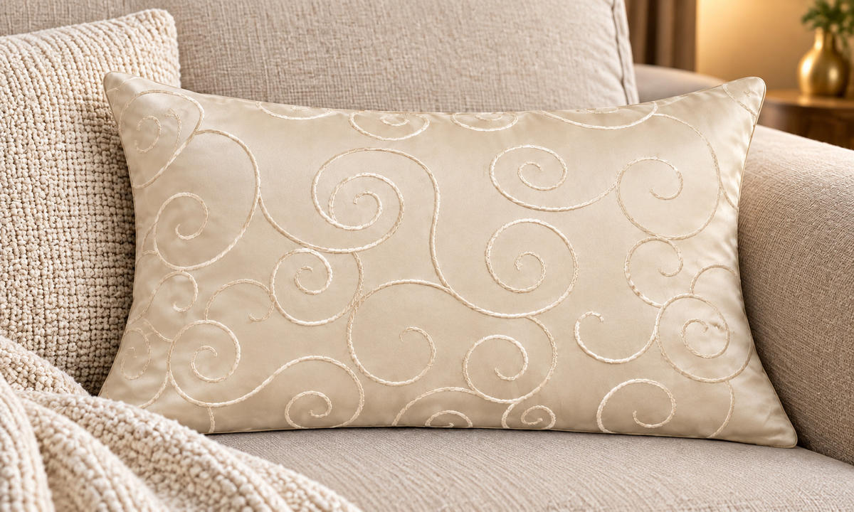 KISSENBEZUG 30x50 cm Creme Damast Circle - Creme, Textil (30/50cm) - TiborTex