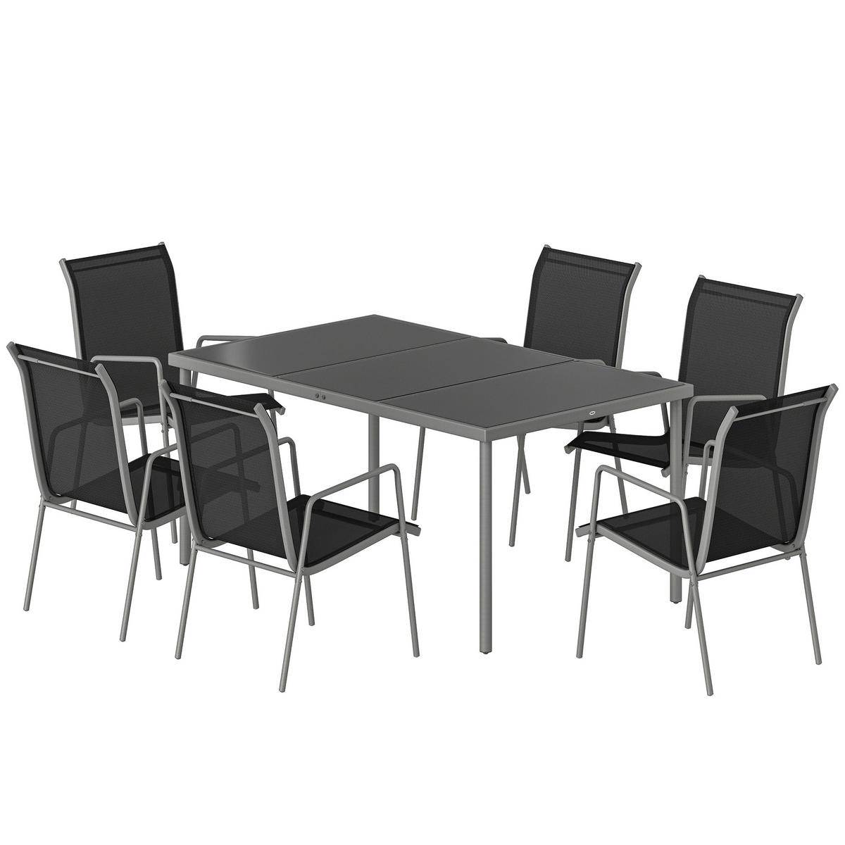 GARTENMÖBEL SET 7-teilig DE-09945 - Schwarz, Metall - ComfortXL