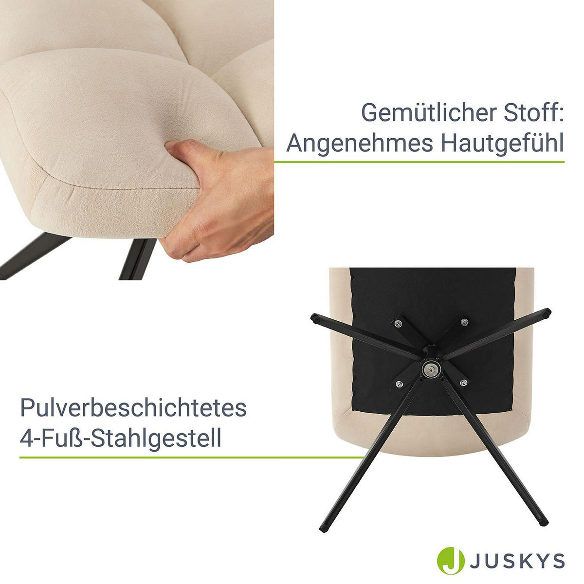 DREHSTUHL Dallas samt beige (2er-Set) - Beige, Textil (45/84/45cm) - Juskys