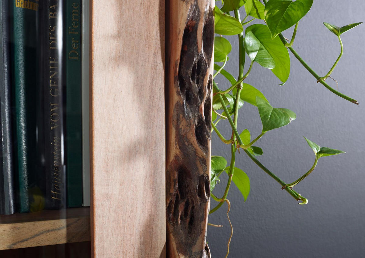 VITRINE Akazie 105x45x204 natur lackiert PURE ACACIA #711 - Braun, Holz (105/204/45cm) - Massivmoebel24