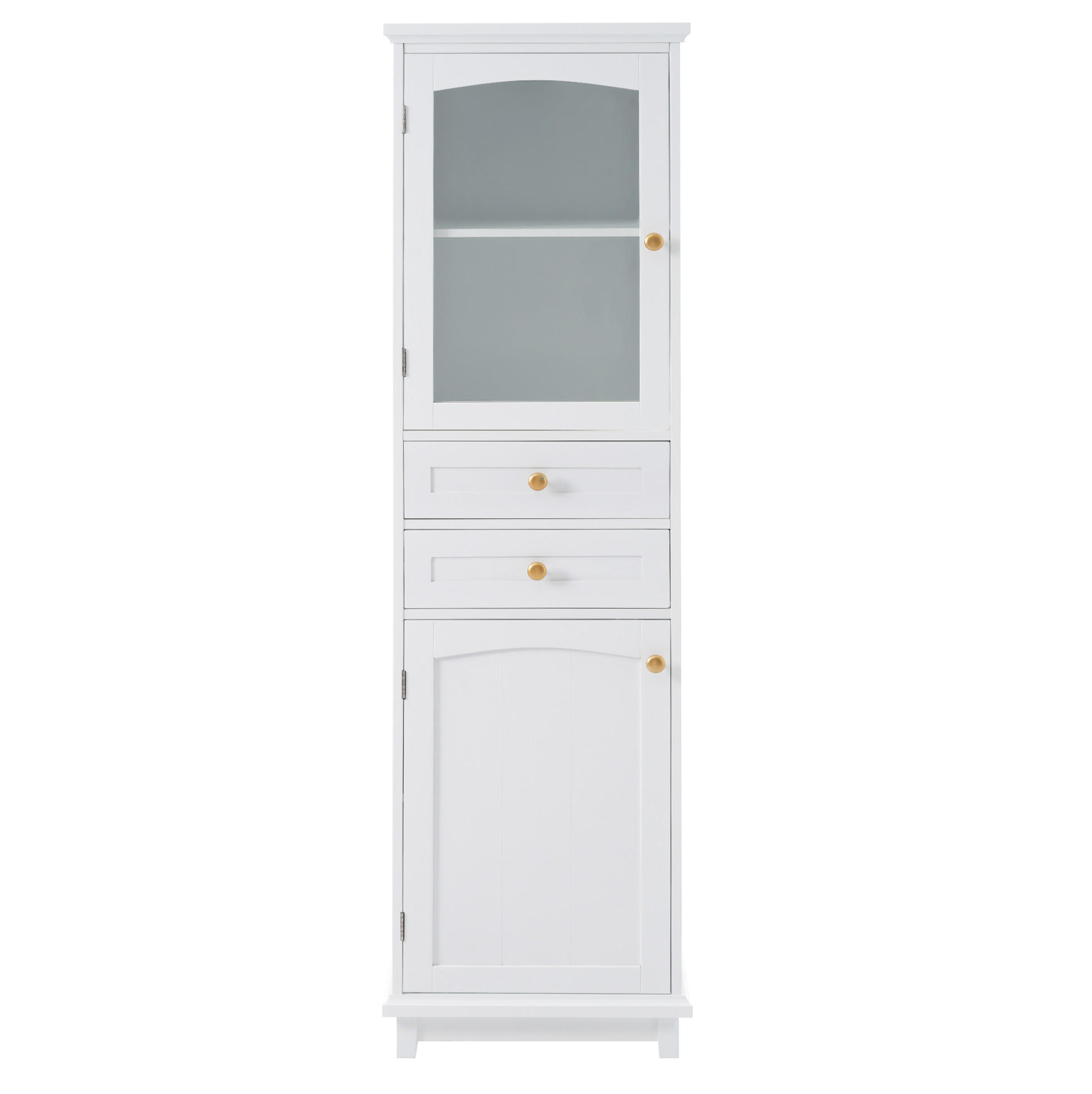 VITRINE 45/36/160 cm Weiß aus MDF und Glas mit Glastür - Weiß, Holzwerkstoff (36/160/45cm) - OKMYHOME