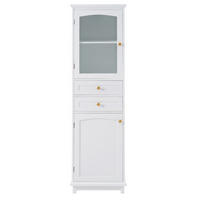 VITRINE 45/36/160 cm Weiß aus MDF und Glas mit Glastür - Weiß, Holzwerkstoff (36/160/45cm) - OKMYHOME