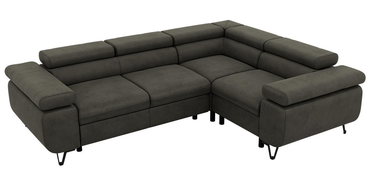 ECKSOFA ORSO L Anthrazit Velvet - Rechts Seite - Anthrazit/Schwarz, Textil/Metall (268/197cm) - MKS