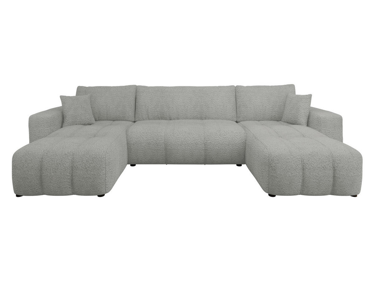 WOHNLADNSCHAFT Furyn U Boucle - Schwarz/Grau, Holzwerkstoff/Kunststoff (312/82/145cm) - MIRJAN24