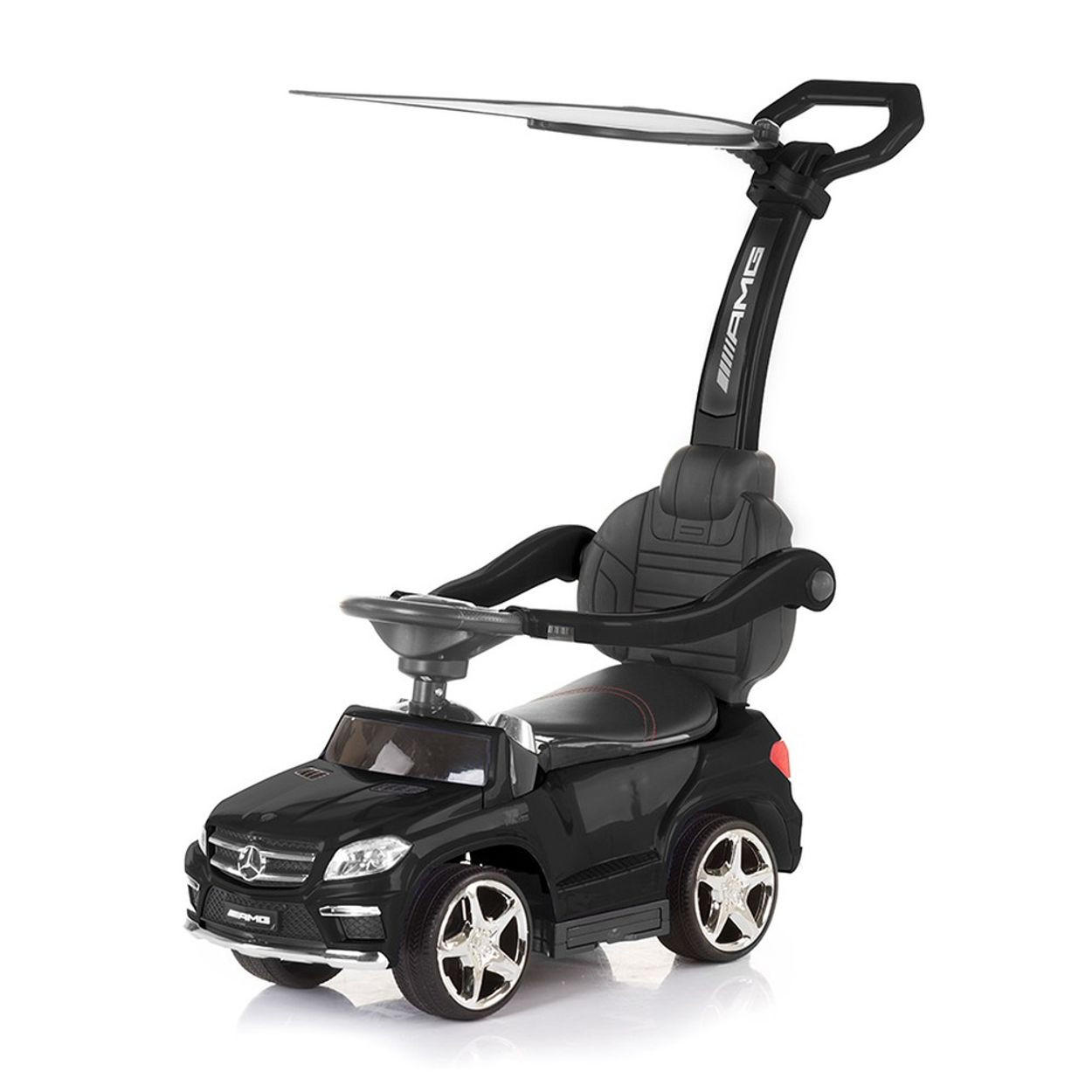 RUTSCHER Mercedes Benz GL63 AMG 3 in 1 schwarz AMG 3 in 1, Schubstange, Ledersitz, Dach - Schwarz, Kunststoff (89/28/89cm) - Chipolino