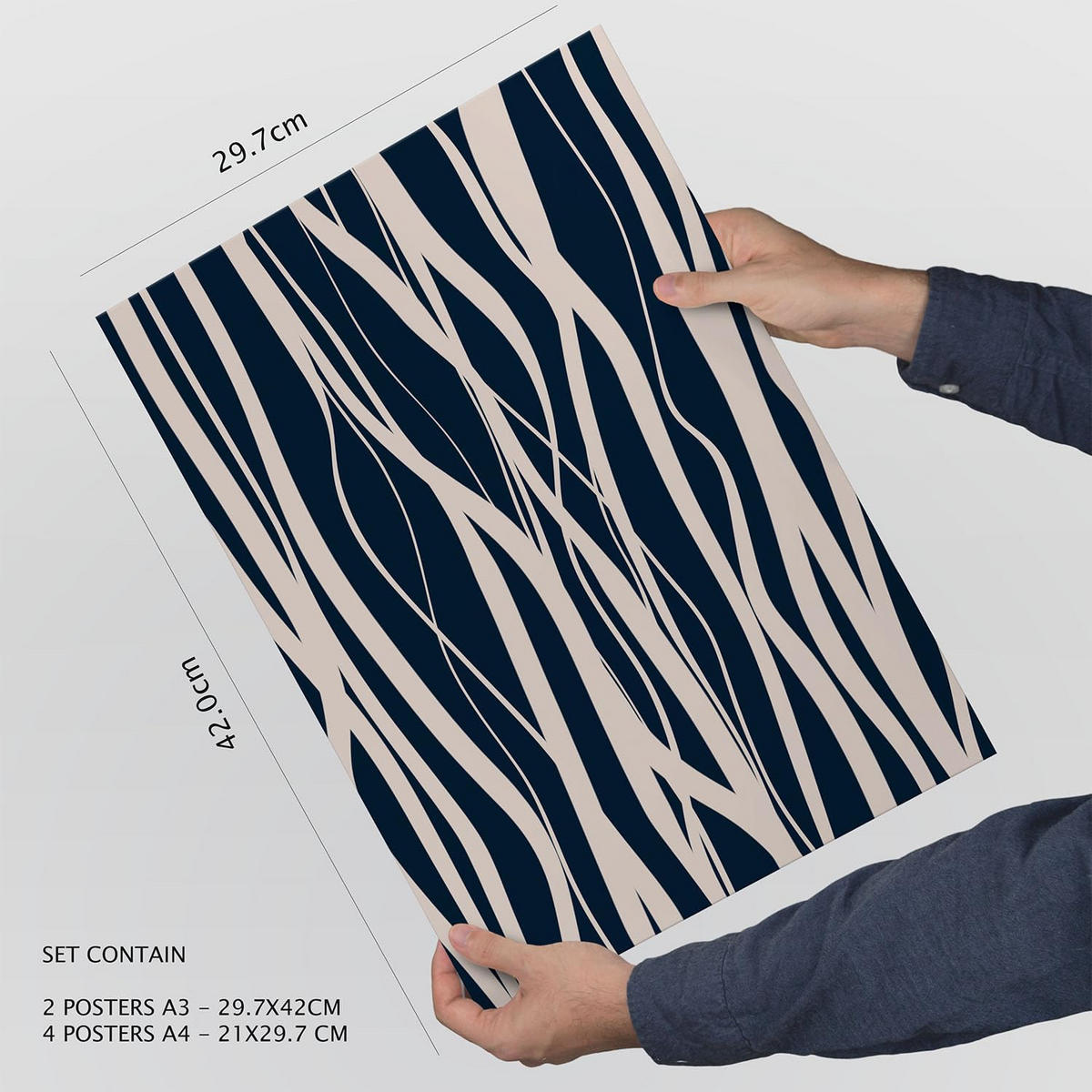 POSTER Set Mit 6 Zweigmuster In Abstrakter Form Ästhetische Dekodrucke Für Ihr Wohnzimmer, Schlafzimmer Oder Zuhause A3 & A4 Rahmenlos - Klar, Papier (29/3cm) - Nacnic