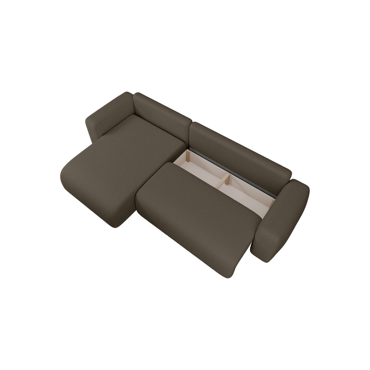 ECKSOFA TALW L mit Schlaffunktion, Dunkelbraun - Dunkelbraun, Textil (294/185cm) - Fedve