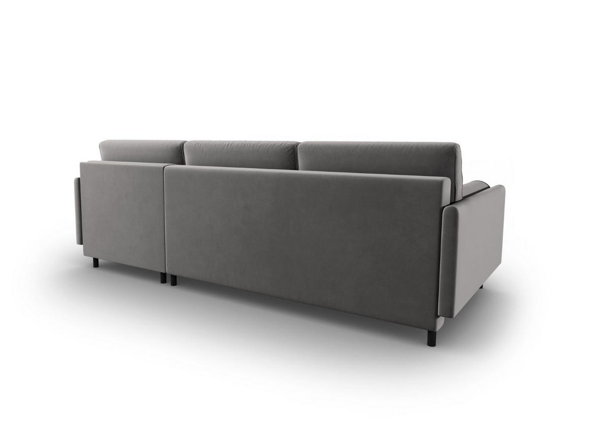 AUSKLAPPBARES-ECKSOFA rechts mit Container Scott aus Samt hellgrau 5 Sitzplätze - Hellgrau, Textil (142/212cm) - Micadoni