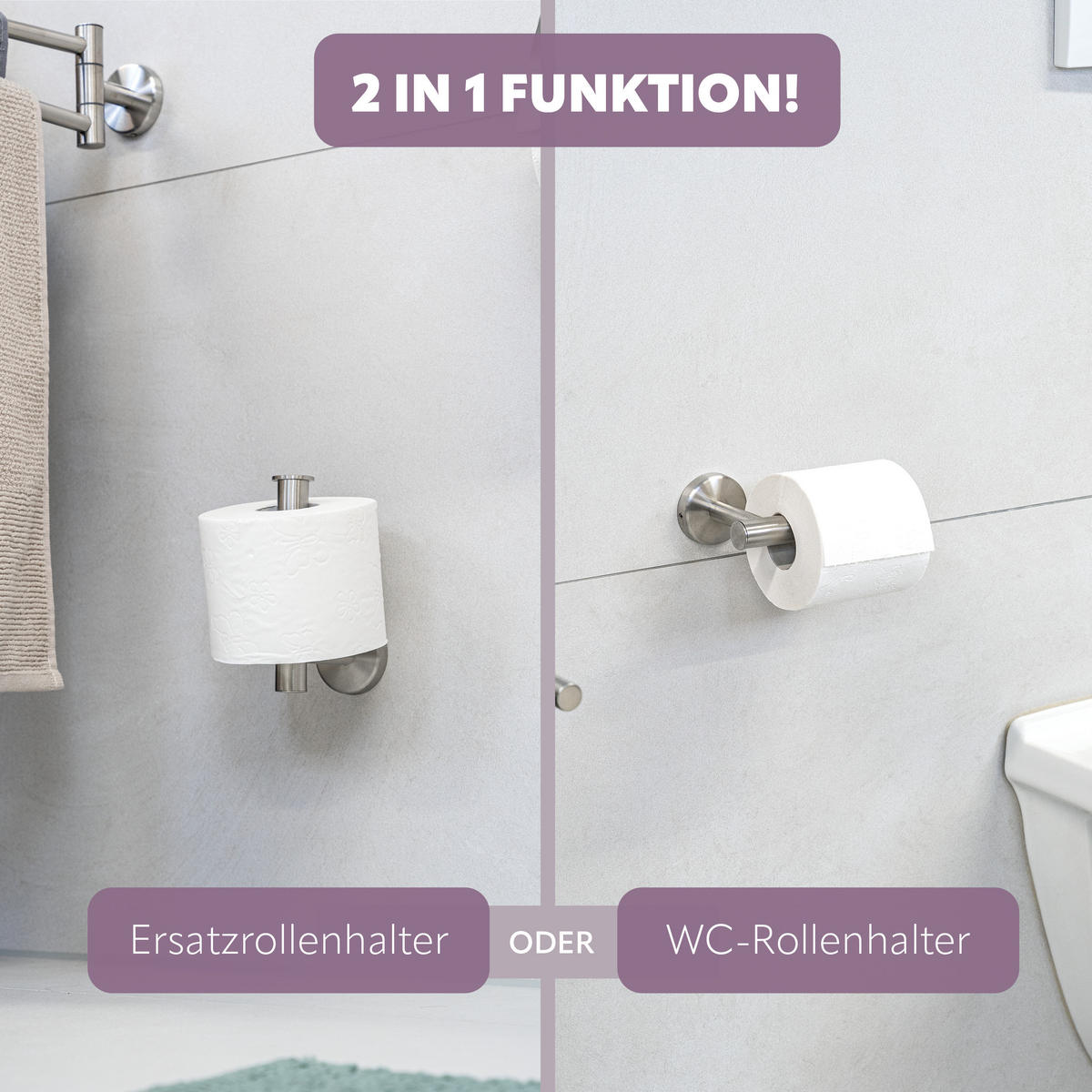 TOILETTENPAPIERHALTER PIAZZA 2er Set, Edelstahl - Chromfarben, Metall (15.5/11/6cm) - bremermann