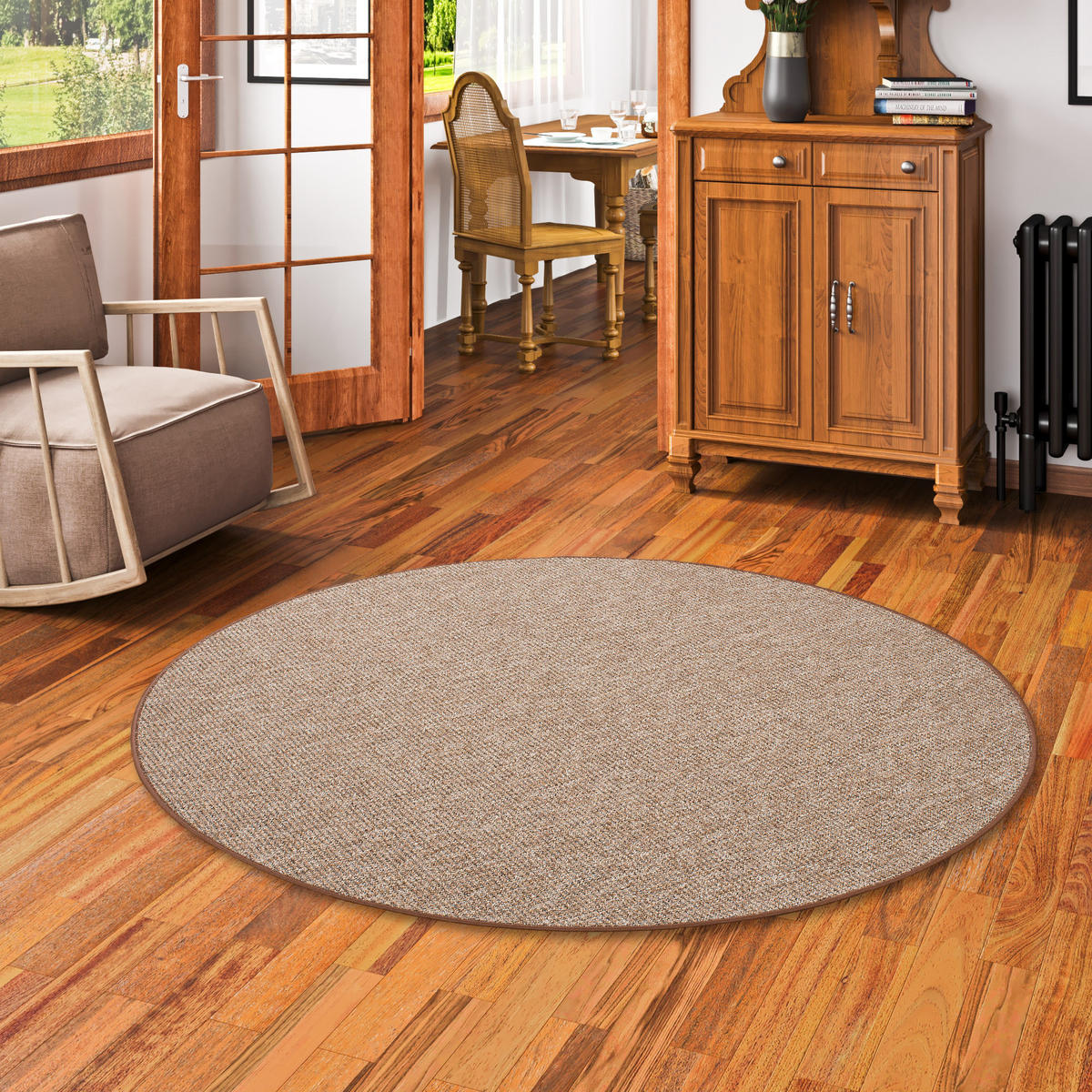 SCHLINGENTEPPICH PRIMO RUND - Braun, Textil (200/200cm) - Snapstyle