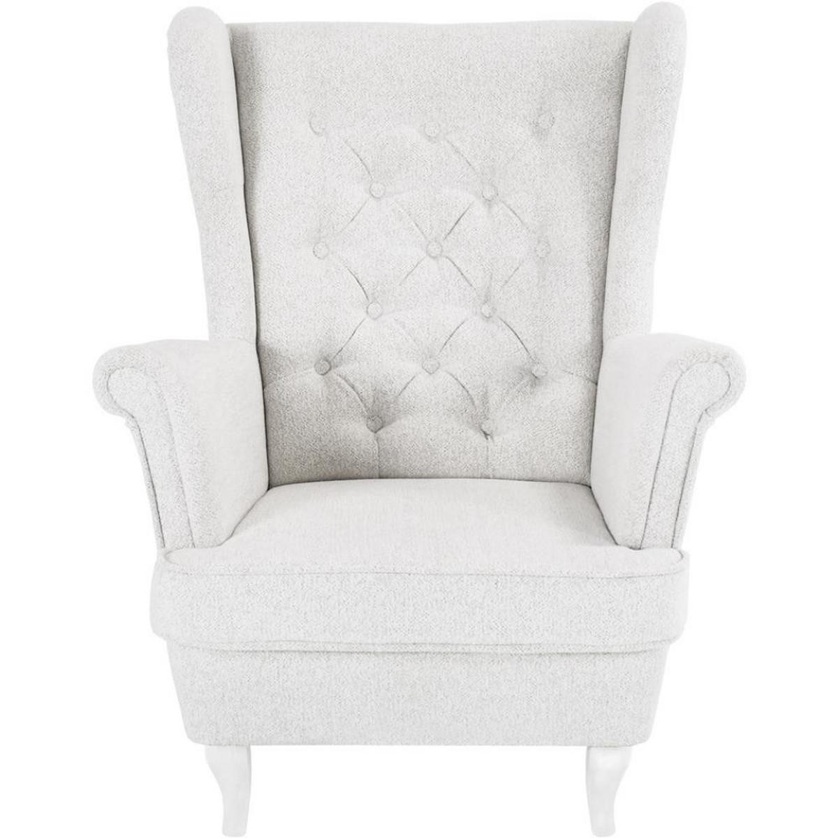 CHESTERFIELD-SESSEL Falco hellbeige mit Weiß Holzbeinen - Beige/Weiß, Holz/Textil (82/102/92cm) - Beautysofa