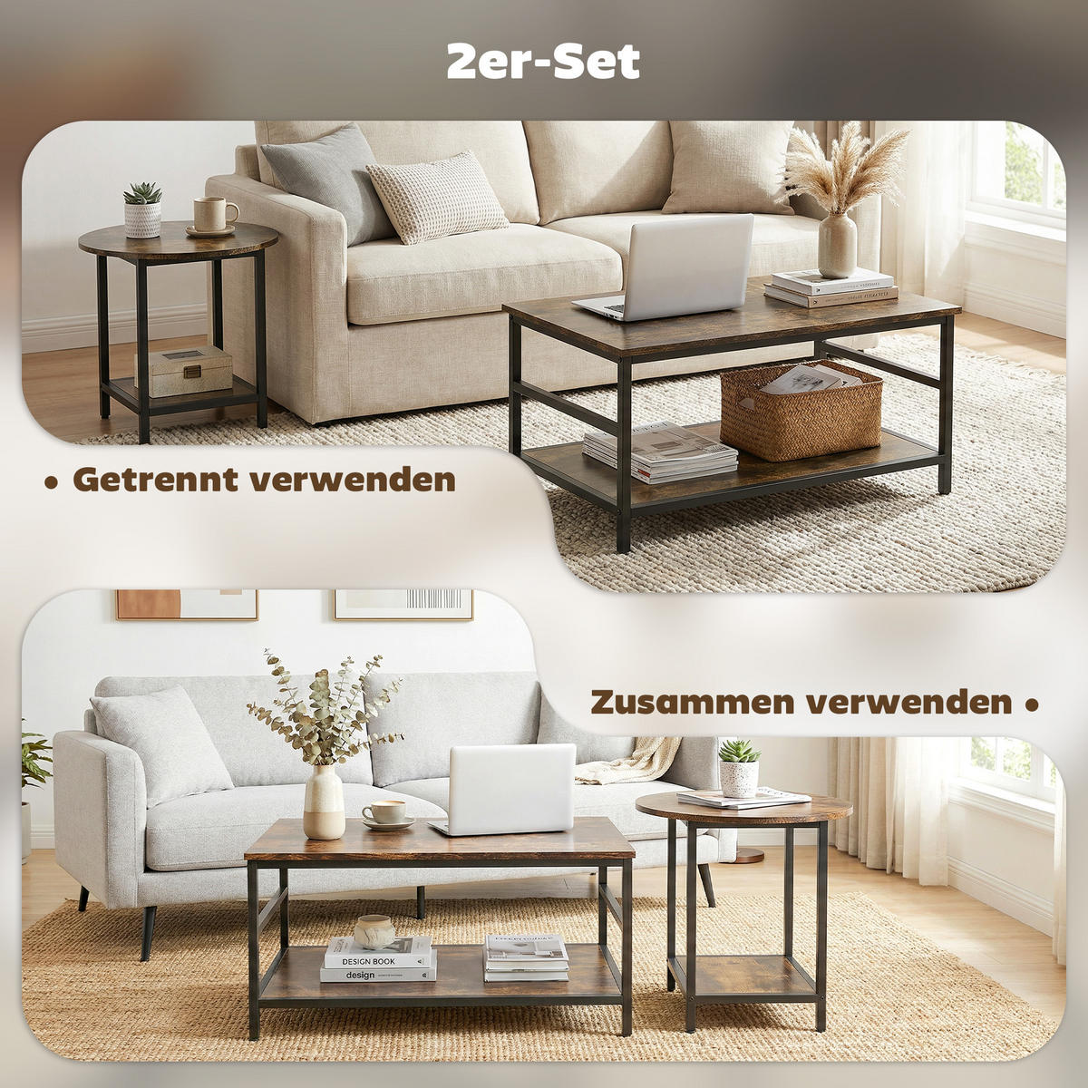 BEISTELLTISCH Rostfarben 80.0/54.0/41.0cm - Rostfarben, Metall (80/54/41cm)