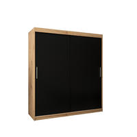 SCHWEBETÜRENSCHRANK 200/180/62 2-türig - Silberfarben/Schwarz, Holz/Kunststoff (180/200/62cm) - Abiks Möbel