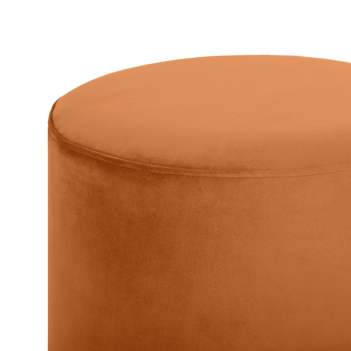 SITZPUFF Charlotte I Samt in gebranntem Orange und goldenem Metall - Dunkelorange, Holzwerkstoff/Textil (35/43/35cm) - Sicaan