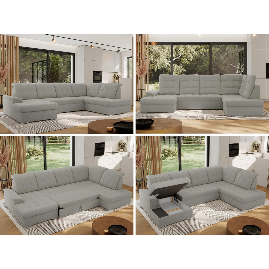 Thumbnail - MKS Wohnlandschaft, Hellgrau, Textil, 6-Sitzer, U-Form, 323x89x204 cm, Oeko-Tex®, Wohnzimmer, Sofas & Couches, Wohnlands...
