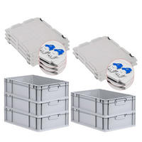 EUROBOX 5x Nextgen Economy Mit Scharnierdeckel Grau/BlauGriffe Geschlossen 34 Liter - Blau, Kunststoff (40/17/60cm) - PROREGAL