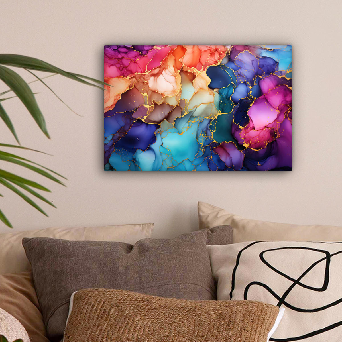 LEINWANDBILD Marmor - Bunt - Abstrakt 30x20 cm - Multicolor, Textil (30/20cm) - MuchoWow