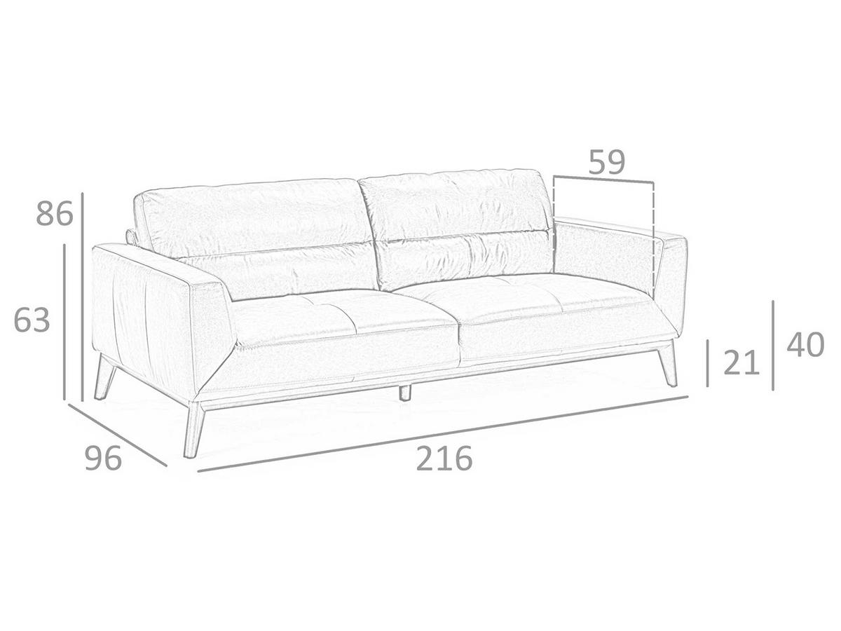 SOFA 3-SITZER Walnuss Braun 216/96/86 cm - Walnussfarben/Braun, Leder (216/86/96cm) - ANGEL CERDA