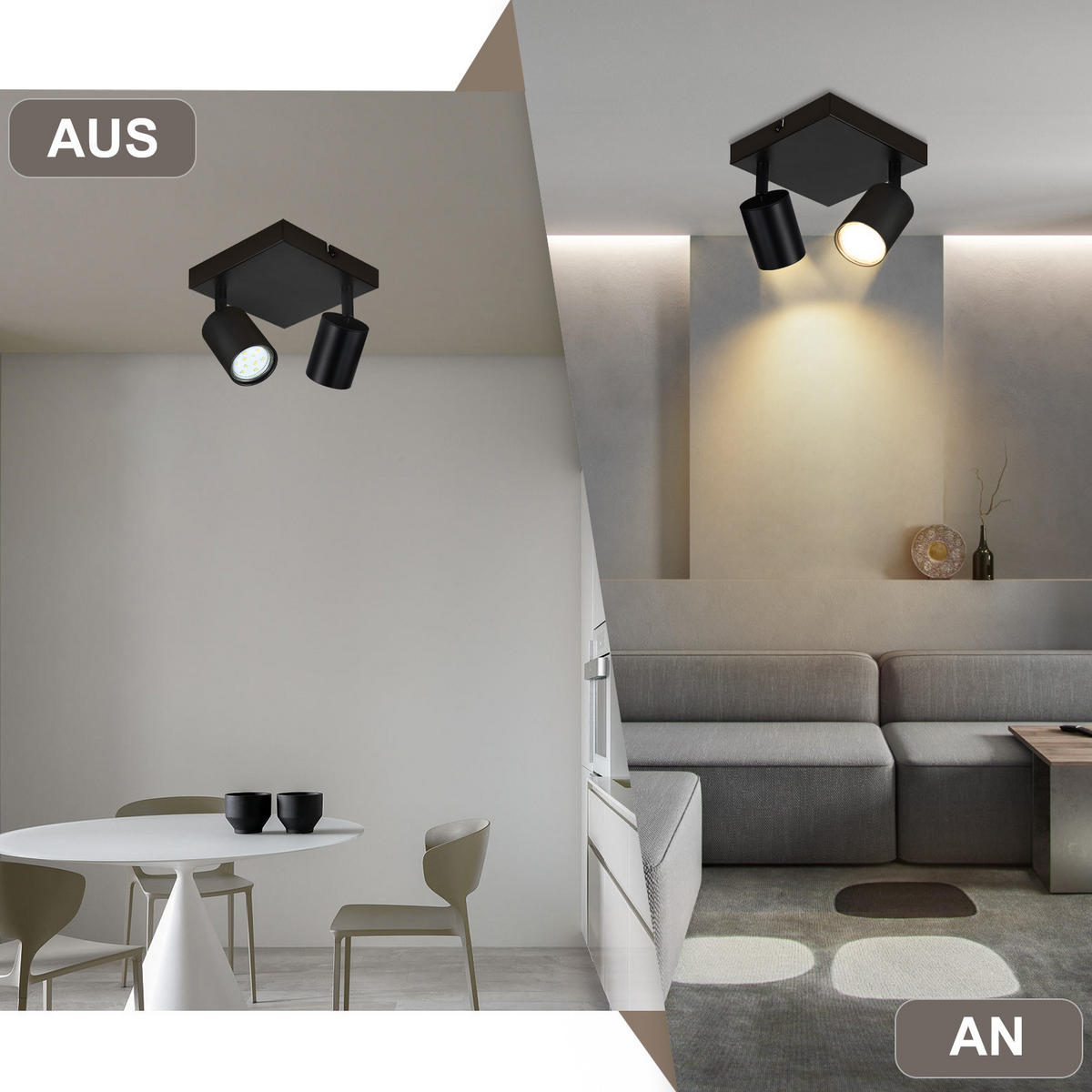 STRAHLER Beeskow 2-flammig 15/15/14.4 cm - Schwarz, Metall (15/15/14.4cm) - Nettlife