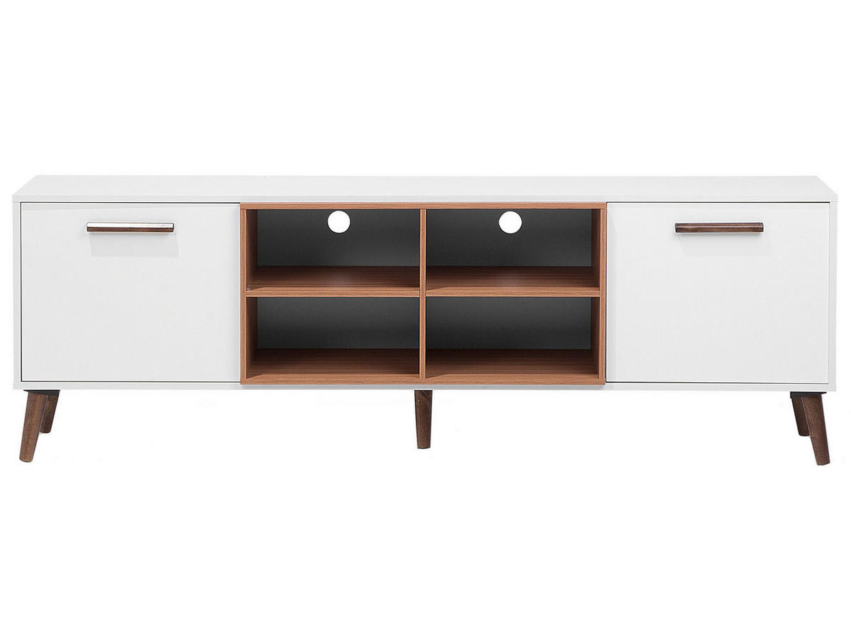 TV-MÖBEL Weiß, Dunkelbraun ALLOA 40/180/60 cm - Weiß, Holzwerkstoff (180/60/40cm) - Beliani