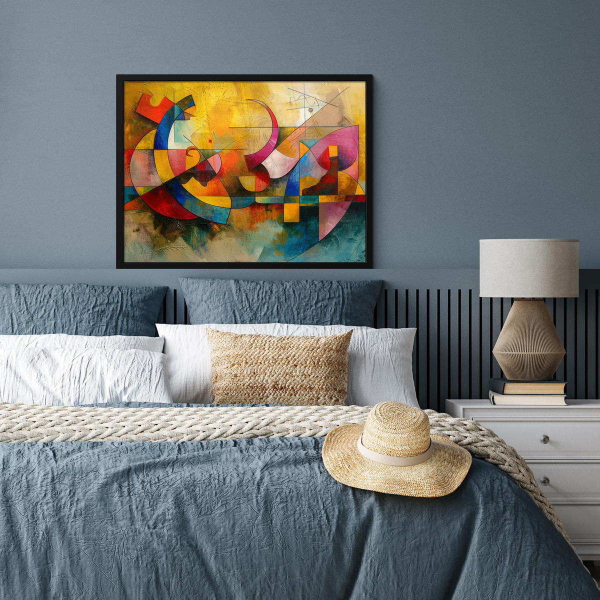 POSTER MIT RAHMEN Kunst - Abstrakt - Modern 80x60 cm - Gelb, Papier (80/60cm) - MuchoWow
