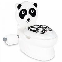 TÖPFCHEN Panda 07561 weiß Toilettenpapierhalter, Musik, Licht, Klappdeckel, rutschfeste Basis - Schwarz, Kunststoff (27/41cm) - Pilsan