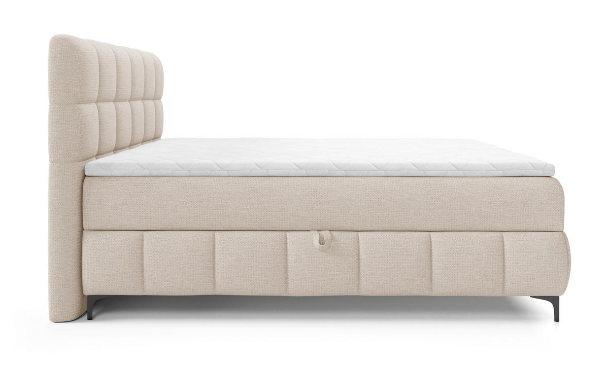BOXSPRINGBETT 160x200 Altessa mit Bettkasten, Matratze, Topper, Beige - Beige, Holz/Textil (160/200cm) - Emporius