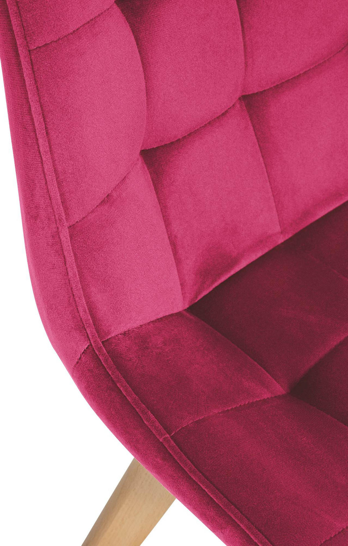 STUHL Samt rot - Eukalyptusholzfarben/Rot, Holz/Textil (54/84/63cm) - CLP