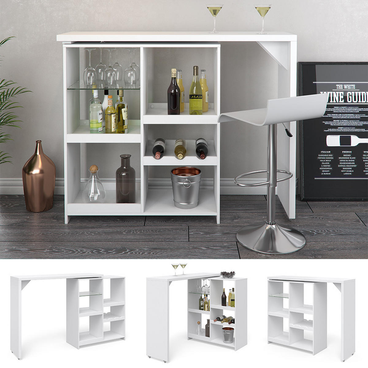 BARTISCH Vega Weiß 138 x 39 cm - Weiß, Holzwerkstoff (138/110.4/39cm) - Vicco