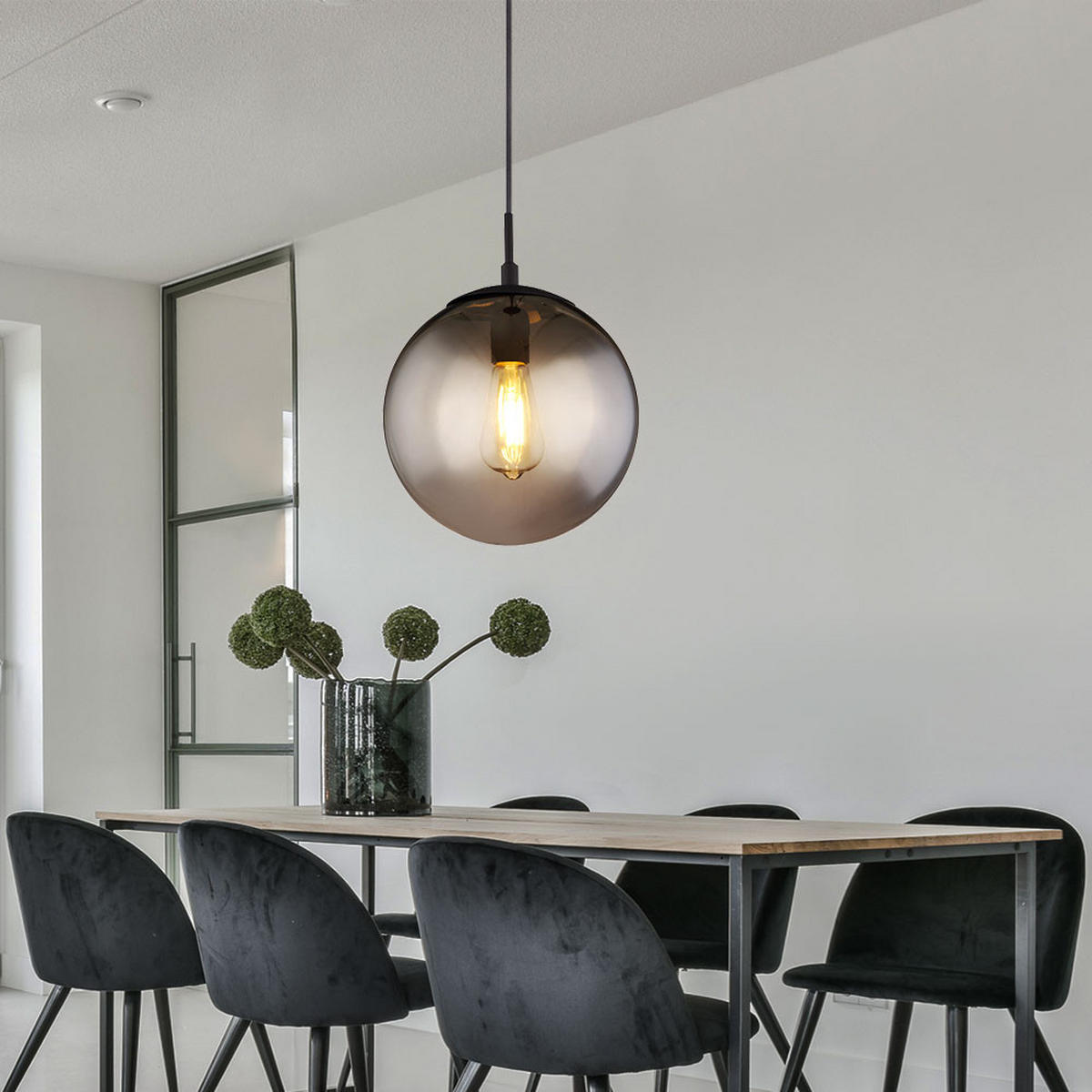 HÄNGELEUCHTE Glas Rauchgrau Matt - Grau, Glas (25/25/120cm) - Globo Lighting