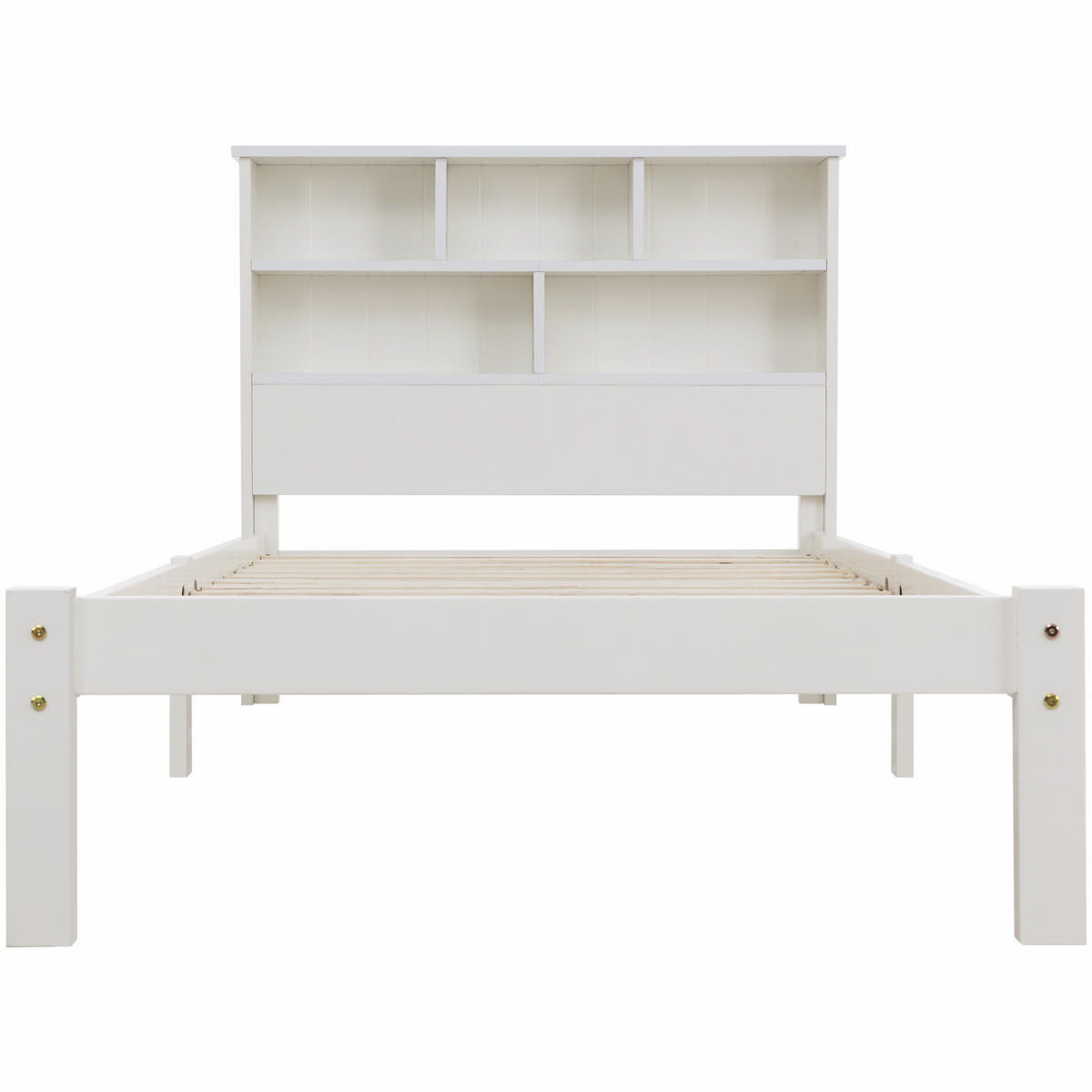 EINZELBETT 90/200 cm Weiß mit Bücherregal und Schubladen - Weiß, Holz (90/200cm) - OKWISH