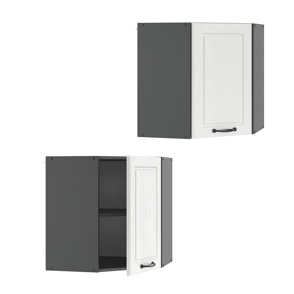 ECKHÄNGESCHRANK R-Line Weiß Landhaus 57 cm - Anthrazit/Weiß, Holzwerkstoff (57/60/34.1cm) - Vicco