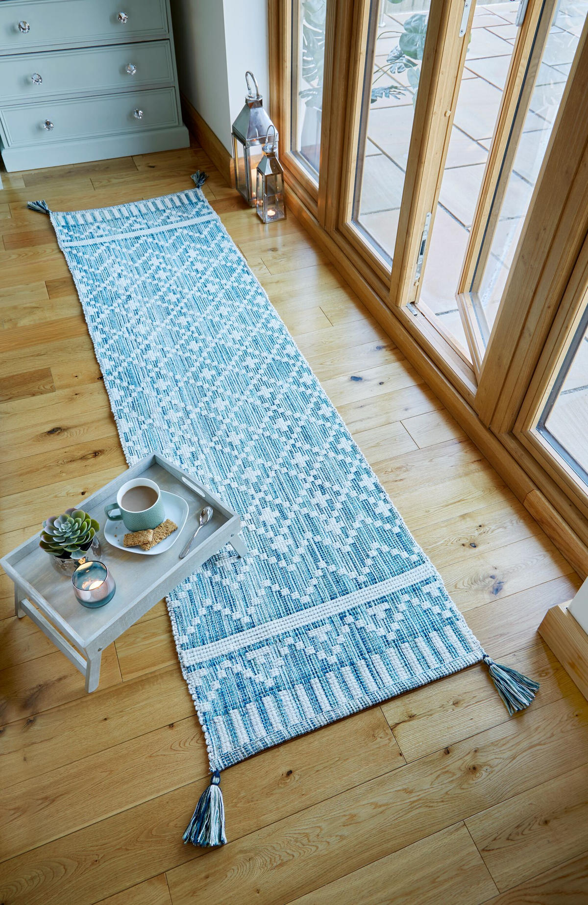 LÄUFER Ethno-Muster, handgewebt, elfenbein-türkis LEELA - Beige, Textil (60/200cm) - KADIMA DESIGN