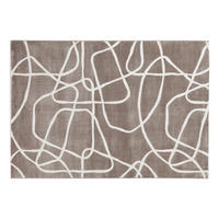 TEPPICH Rechteckig Taupe Line-Art 160x230 APOLLINE - Taupe, Textil (160/230cm) - Miliboo