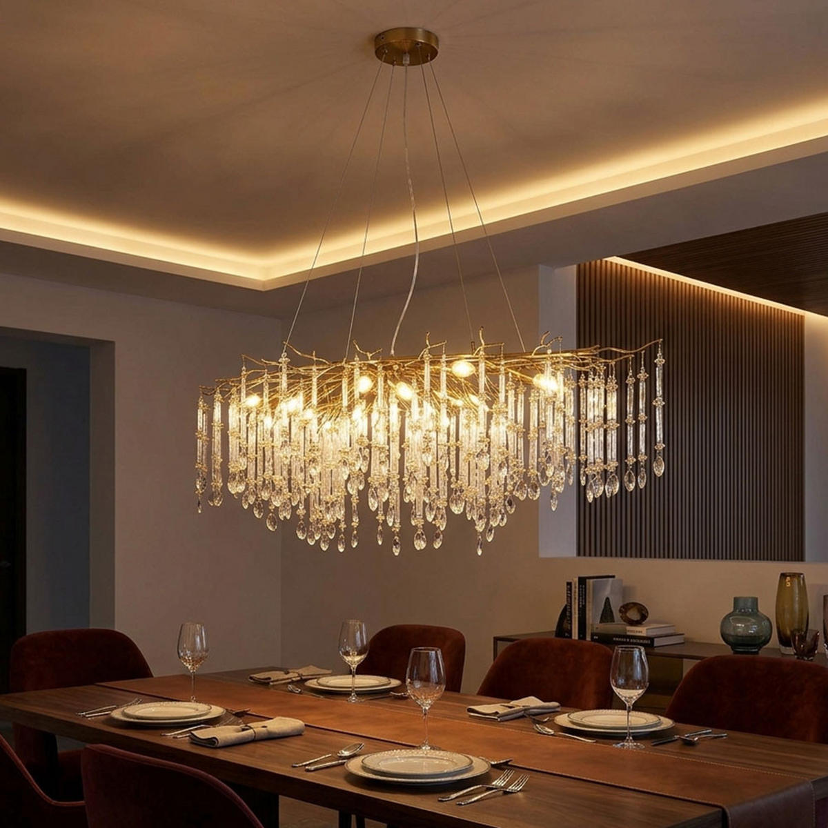KRONLEUCHTER GLORIA 14 flammig gold - Goldfarben, Glas (150/60/120cm) - Globo Lighting