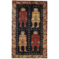 TEPPICH Gashgai Blau 162/110 cm Schurwolle - Blau, Textil (110/162cm) - Looma