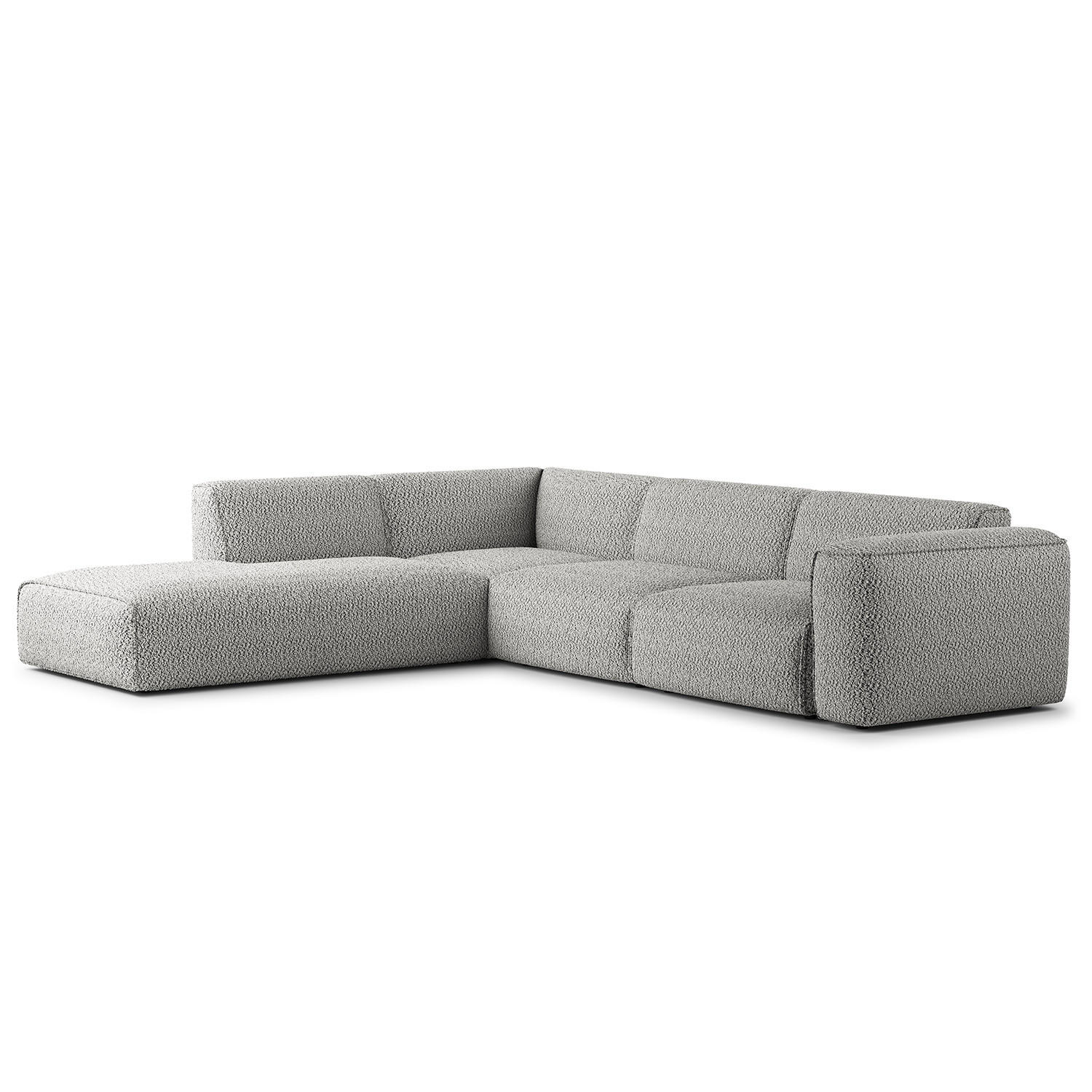 3-SITZER ECKSOFA mit Recamiere - Schwarz/Grau, Kunststoff/Textil (295/231cm) - home24