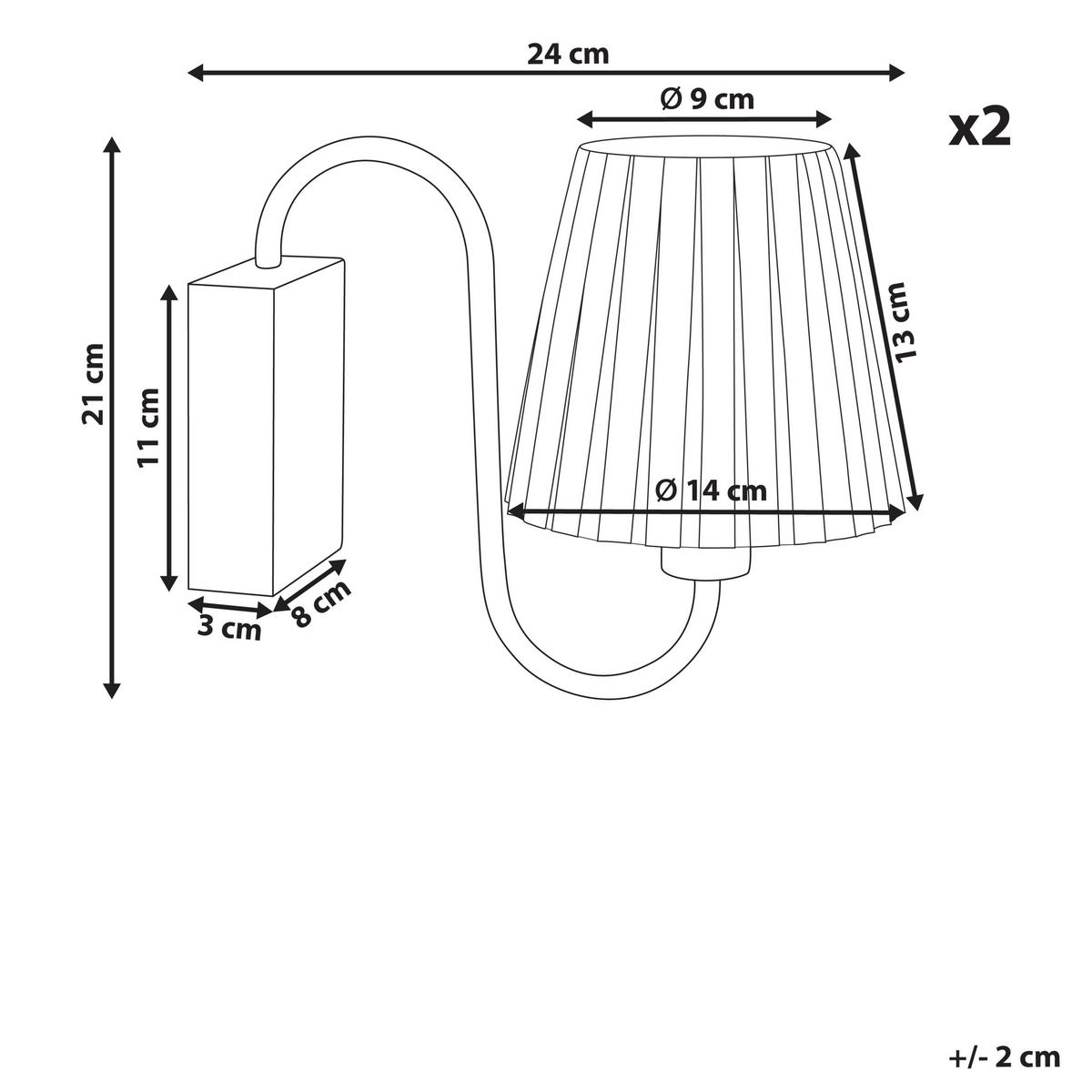 WANDLAMPE 2er Set Weiß/Gold Tolka - Goldfarben/Weiß, Metall (24/21/14cm) - Beliani