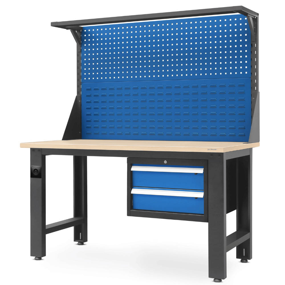 WERKBANK Werkstatt ROBI 170x150x75cm Anthrazit-Blau Platte Braun - Anthrazit, Metall (150/170/75cm) - DELUKE