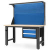 WERKBANK Werkstatt ROBI 170x150x75cm Anthrazit-Blau Platte Braun - Anthrazit, Metall (150/170/75cm) - DELUKE