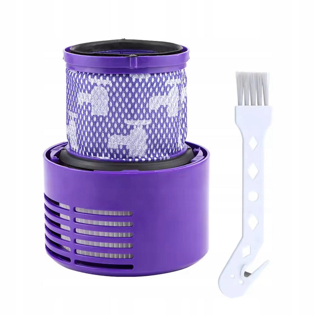 FILTER V10 - 3er-Set HEPA waschbar, Reinigungsbürste mit Klinge, Ersatzfilter, hohe Partikelfiltration - Multicolor, Kunststoff/Metall (10/10/10cm)
