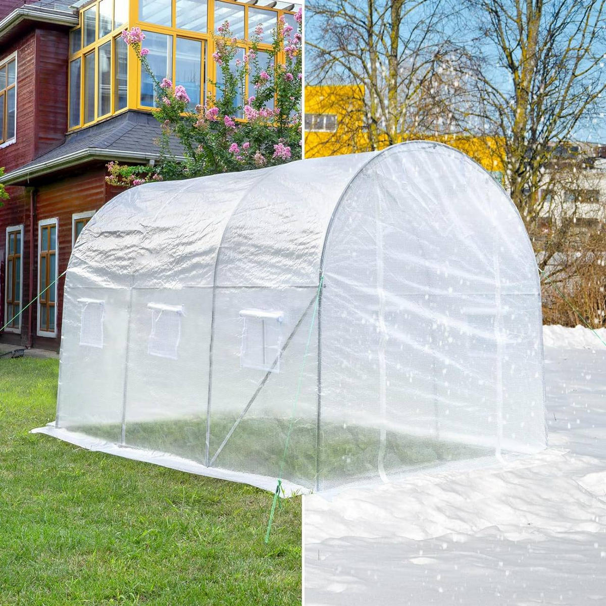 GEWÄCHSHAUS Winterfest, 300x200x200 cm, Weiß - Weiß, Textil/Metall (200/200/300cm) - Woltu