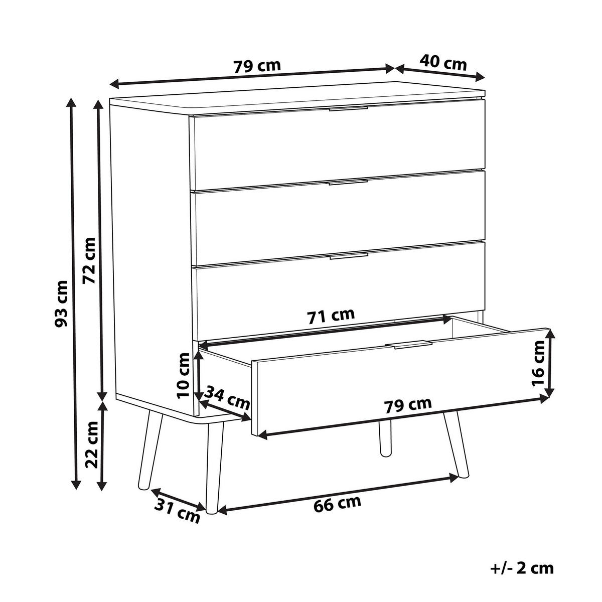 KOMMODE 4 Schubladen schwarz/heller Holzfarbton Walpi - Hellbraun/Schwarz, Holzwerkstoff (79/93/40cm) - Beliani