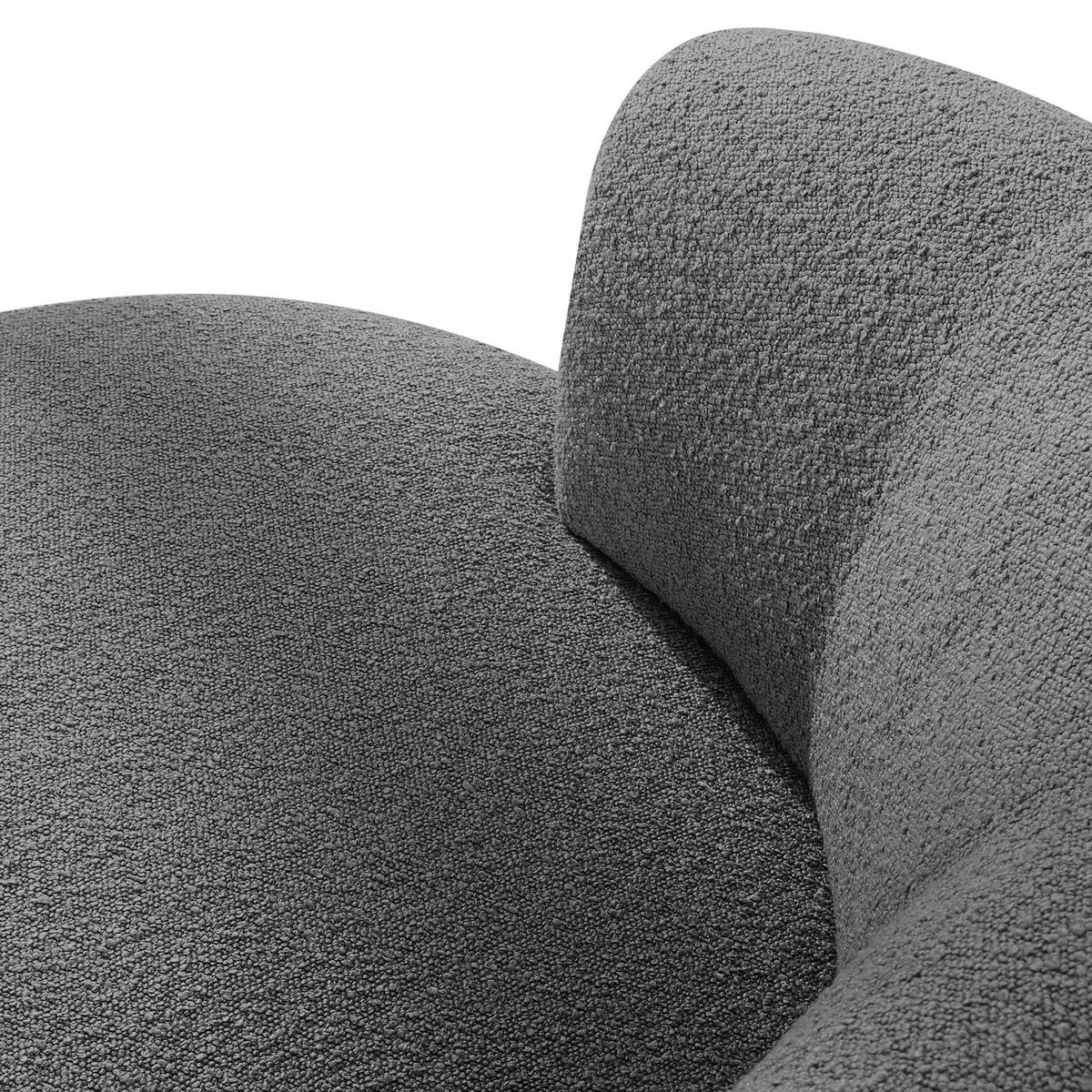DREHSESSEL VIRA, Dunkelgrau, Bouclé - Dunkelgrau/Schwarz, Holz/Holzwerkstoff (105/76/100cm) - KONSIMO®