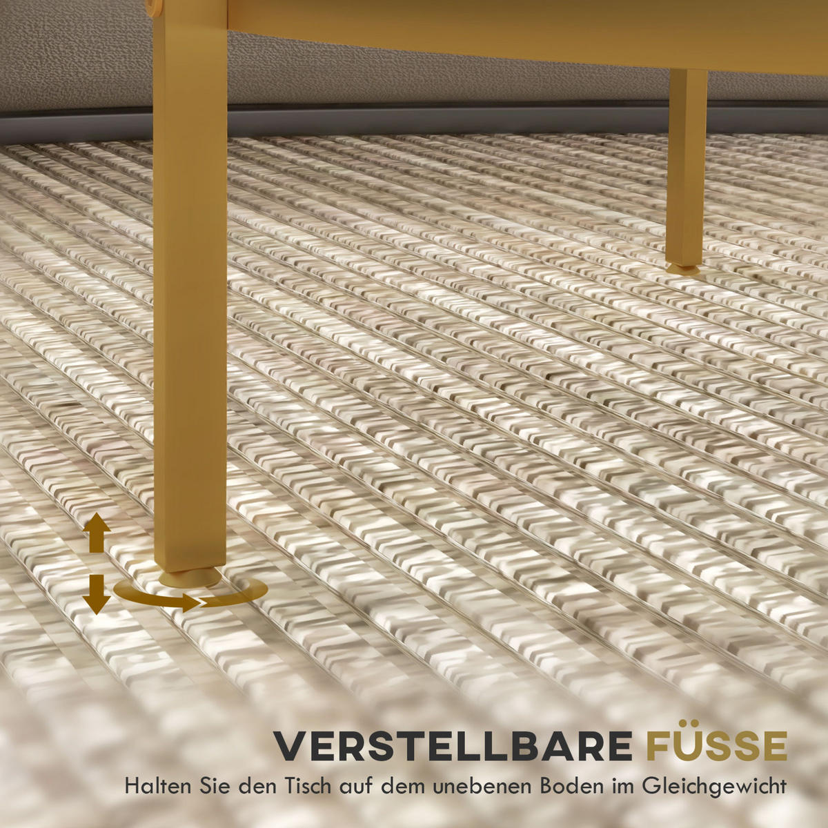 BEISTELLTISCH 60/43 cm Gold aus Glas mit Ablage - Goldfarben, Glas (60/60/43cm) - OKMYHOME