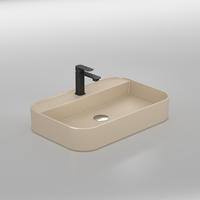 WASCHBECKEN Rechteck Abgerundete Ecken R Mattbeige 40 / 60 / 11 cm - Beige, Keramik (40/11/60cm) - EMKE